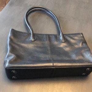 J.Crew carry all, black leather bag.